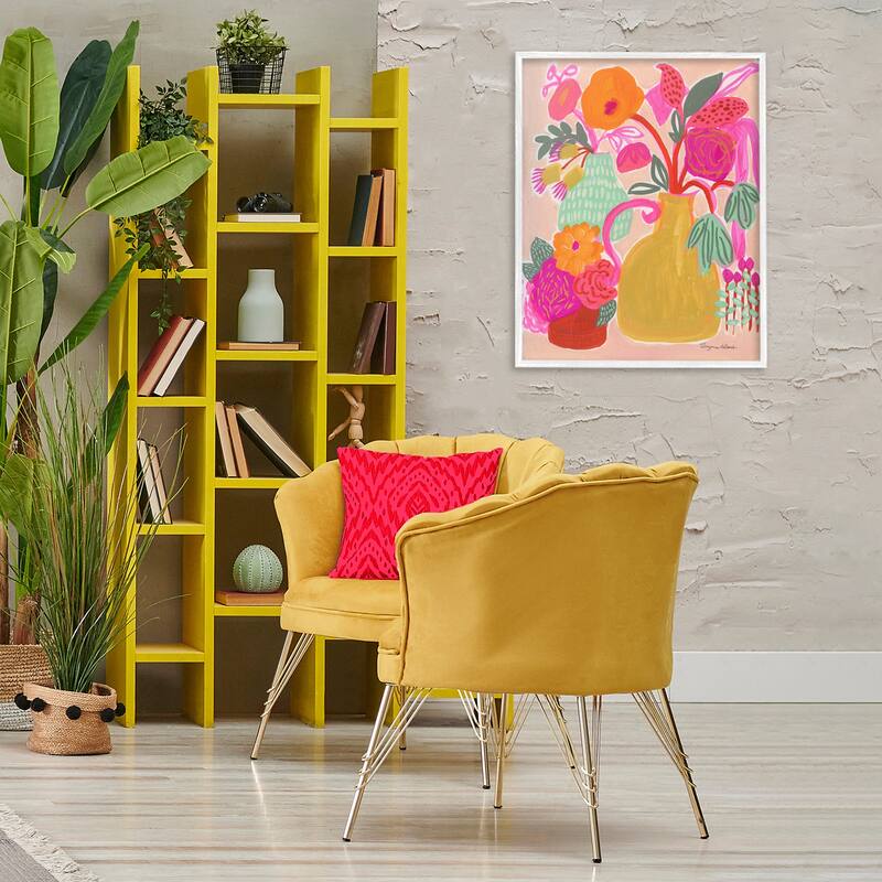 Stupell Bright Pink & Yellow Bouquet Framed Giclee Art Design By Suzanne Allard