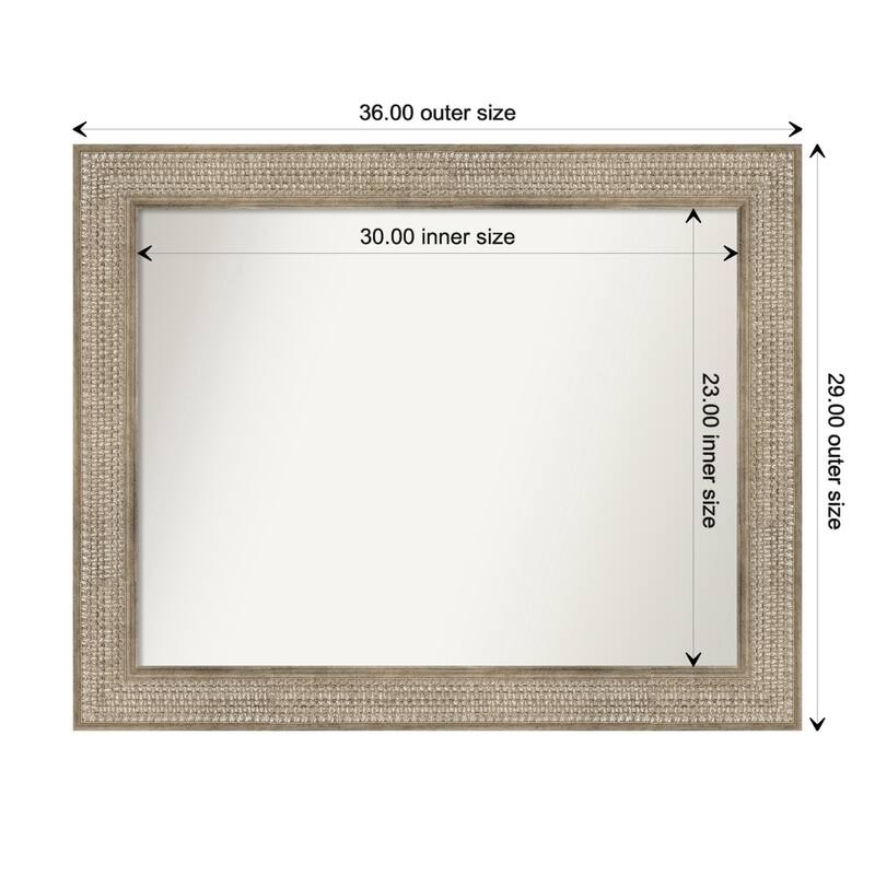 Trellis Silver Framed Non-Beveled Custom Wall Mirror, Bathroom Vanity Mirror - Outer Size: 36 x 29