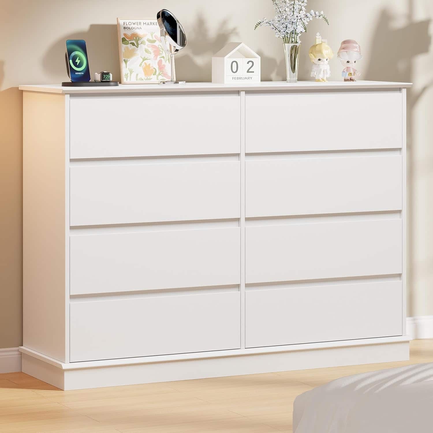 White 8-Drawer Chest Modern Storage Organizer