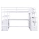 preview thumbnail 36 of 39, Loft Bed with Desk and Shelves, Wooden Bed Frame with 2 Drawers, Storage Staircase and Full-Length Guardrail for Bedroom