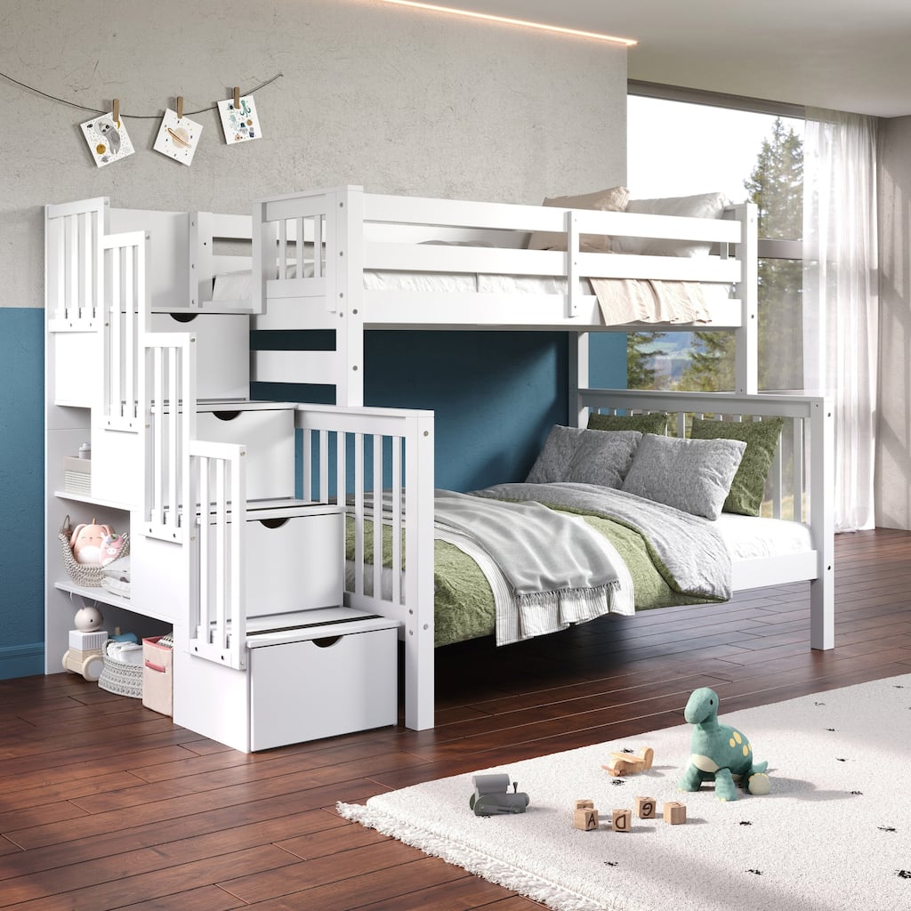 Taylor & Olive Trillium Twin over Full Stairway Bunk Bed