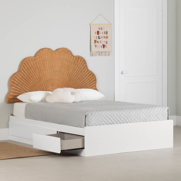 slide 2 of 11, South Shore Bloom Mates Bed and Headboard Set White and Natural