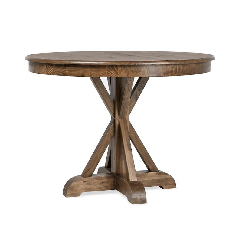 Maxwell 42" Round Pine Wood Dining Table in Brown Finish by Kosas Home