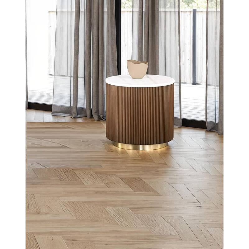 Modern Genuine Marble Top Coffee Table with Accent Gold Stainless Steel Base