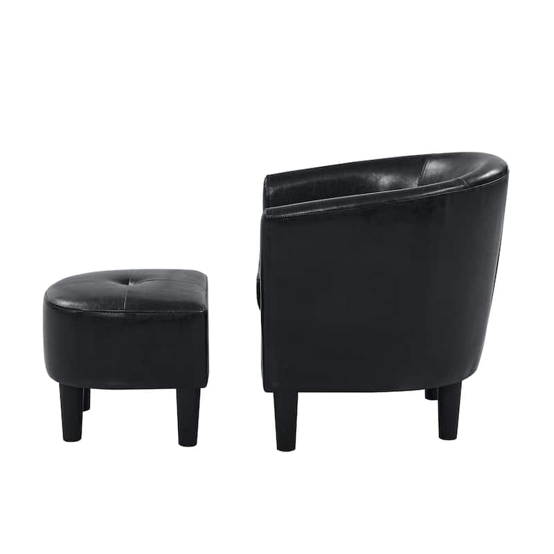Barrel Chair with Ottoman,For Living Room,Black Plastic Legs
