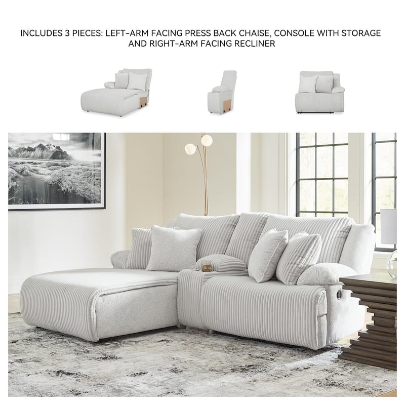Signature Design by Ashley Top Tier 3-Piece Reclining Sectional with Chaise - 105"W x 74"D x 41"H