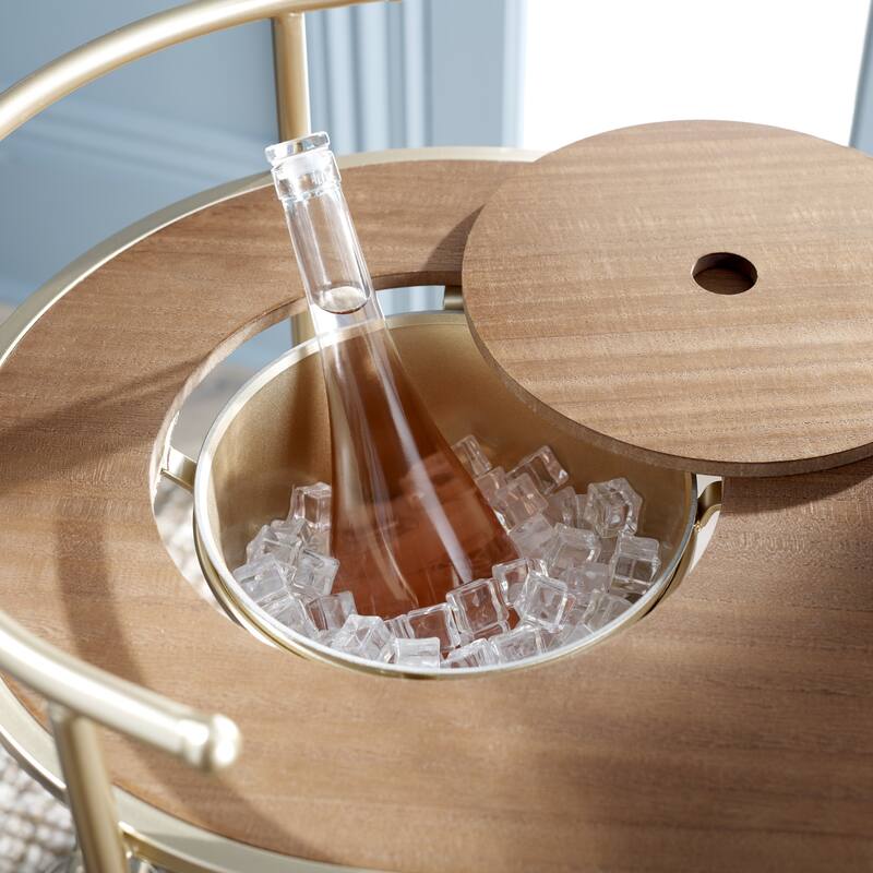 SAFAVIEH Alora 2-Tier Bar Cart with Bucket - 32 in. W x 18.3 in. D x 34.3 in. H