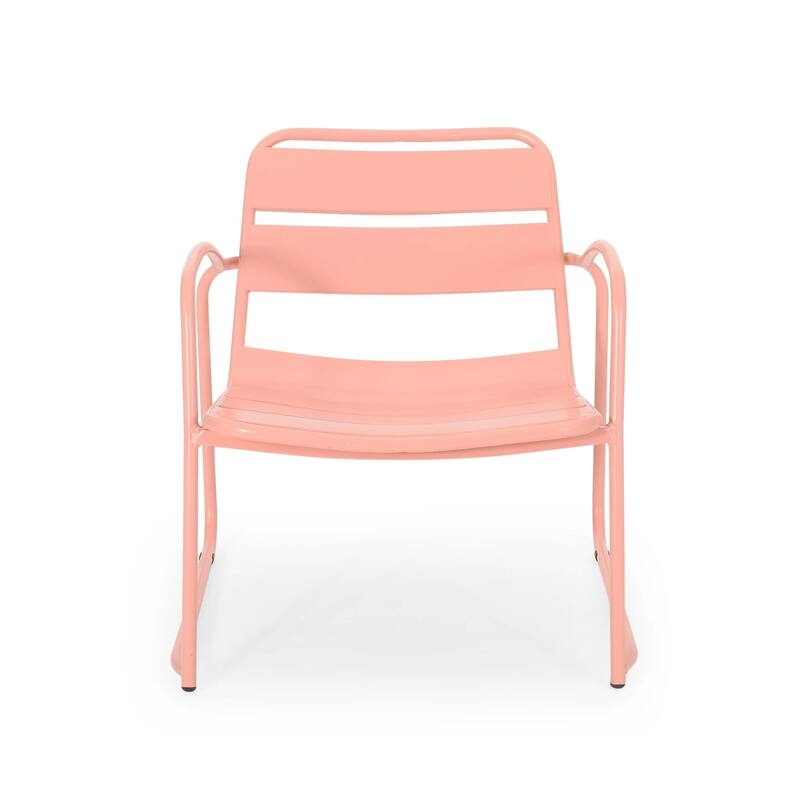 Roomfitters Outdoor Chat Set 3 Piece Metal Conversation Seating Slat Design Iron Chairs