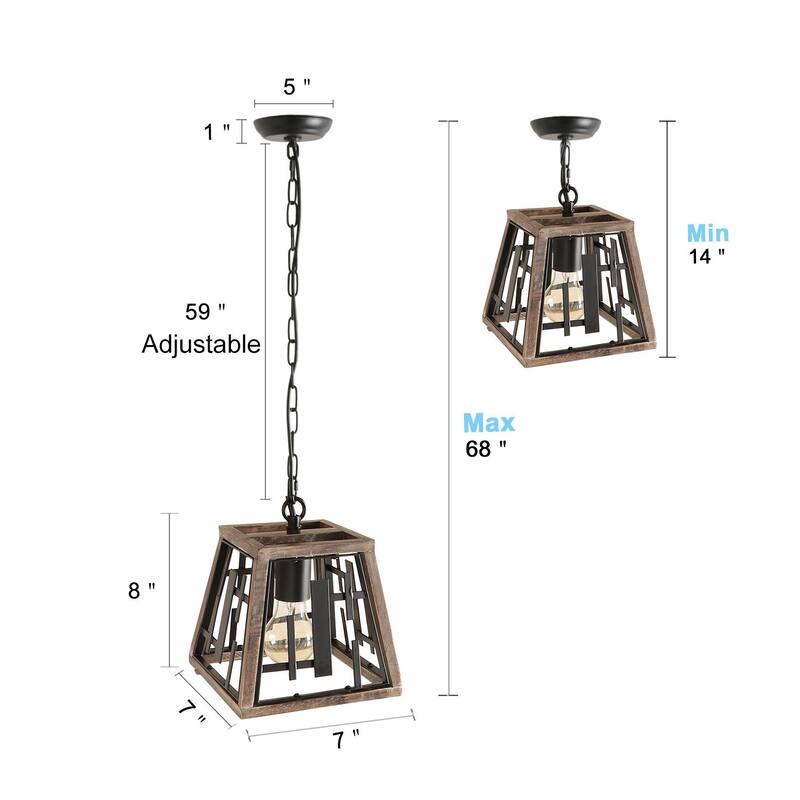 Anmytek Wood Pendant Lighting Unique Hanging Kitchen Island Chandelier for Dining Room Foyer Hallway