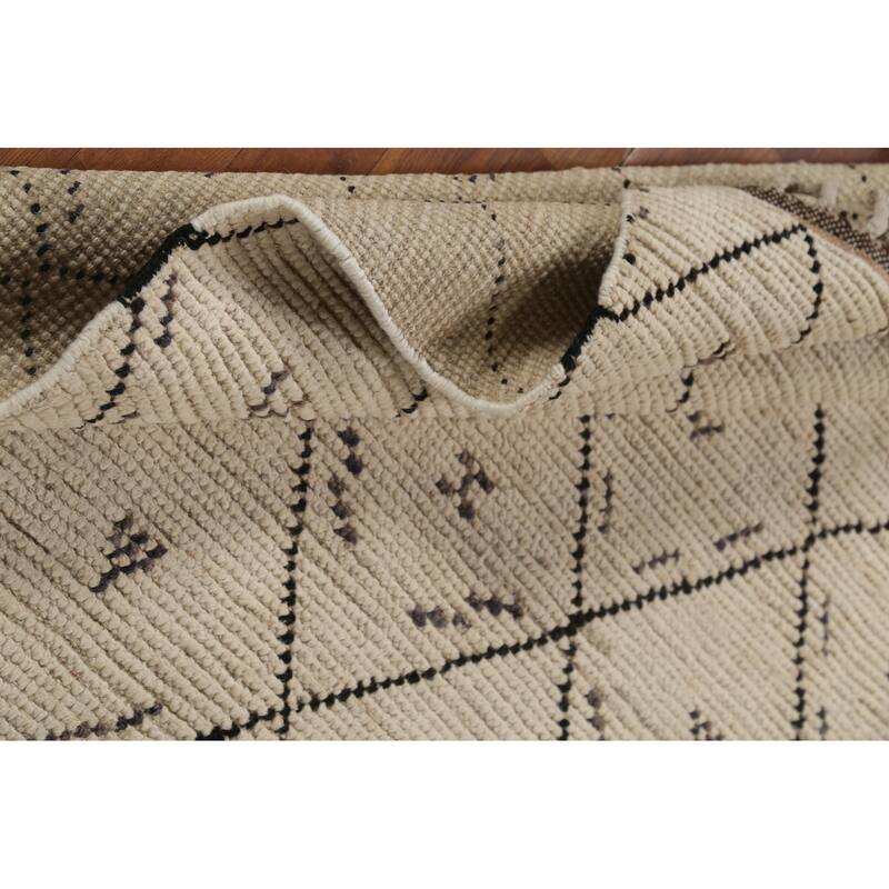 All-Over Trellis Moroccan Oriental Area Rug Handmade Wool Carpet - 3'11"x 6'9"