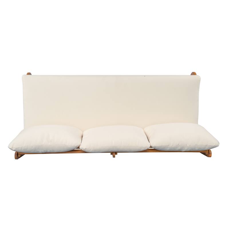 Roomfitters Outdoor Acacia Wood Lazy 3 Seater Sofa with Cushions