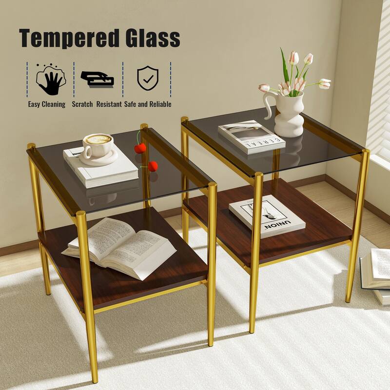 Tempered Glass Coffee Table and End tables Set of 3 - N/A