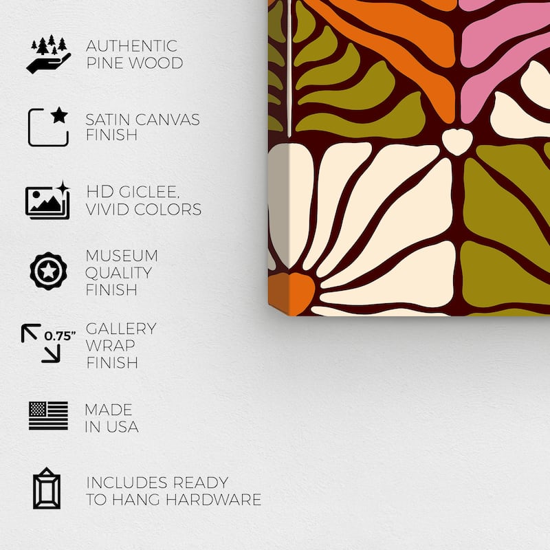 Wynwood Studio Canvas Abstract My Favorite Floral Tile Green and Modern & Contemporary Wall Art Canvas Print
