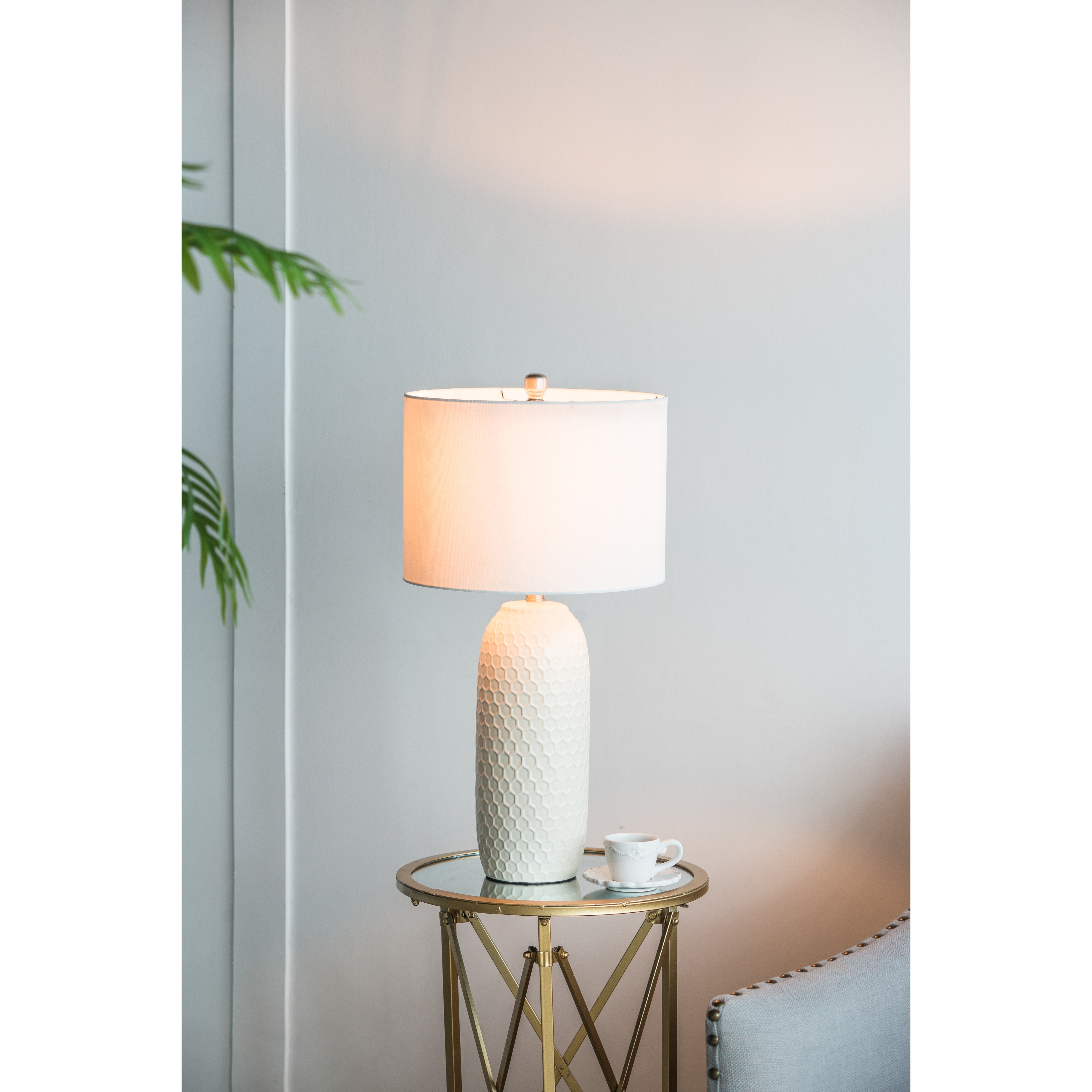 Quinn grey and white table lamp cheap