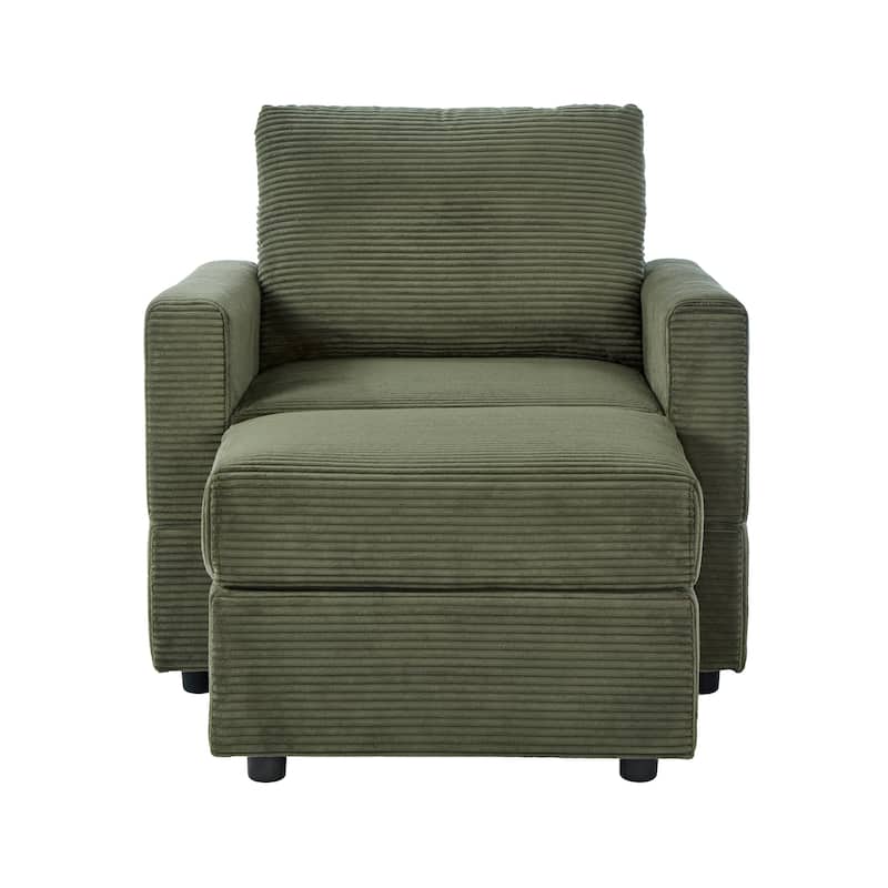 GDFStudio Classic Corduroy Club Chair with Ottoman