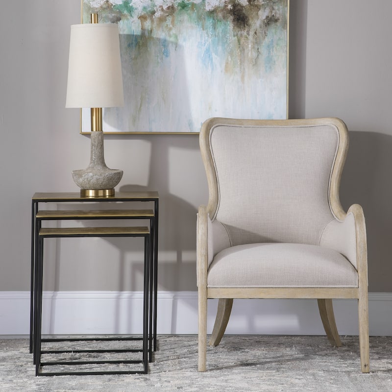 Set of Three Contemporary Black and Gold Nesting Tables 25.5"