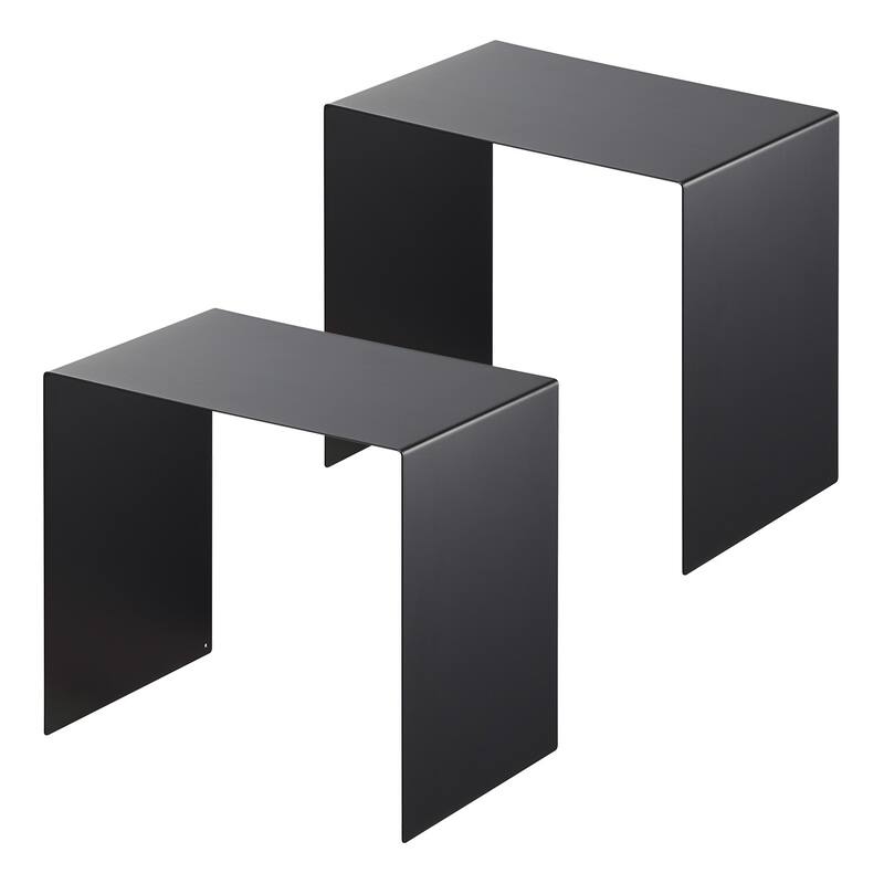 Yamazaki Home Riser (Set of 2), Steel, Supports 4 pounds, No Assembly - L 7.87 x W 12.2 x H 11.02 inches - Black