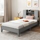 preview thumbnail 10 of 17, Twin Size Wooden Platform Bed Frame with Storage Headboard and 2-Tier Shelf