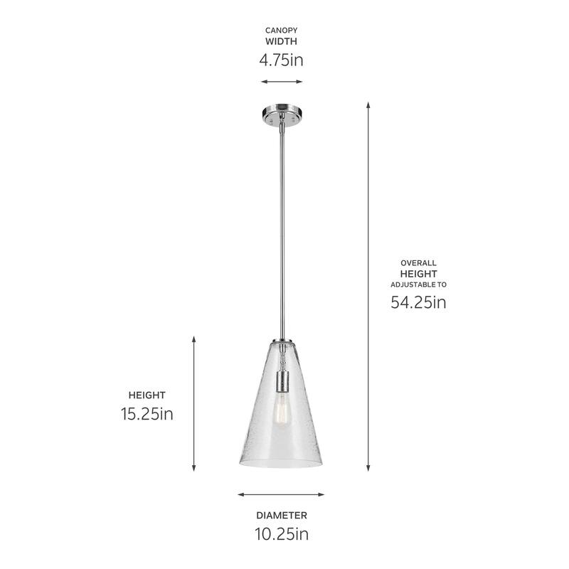 Kichler Lighting Everly 1-Light Cone Pendant Light with Seeded Glass