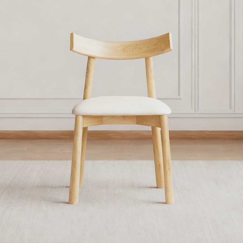 Roomfitters Set of 2 Modern Dining Chairs, Ergonomic Armless Kitchen Chairs with Curved Backrest and Leather Cushions