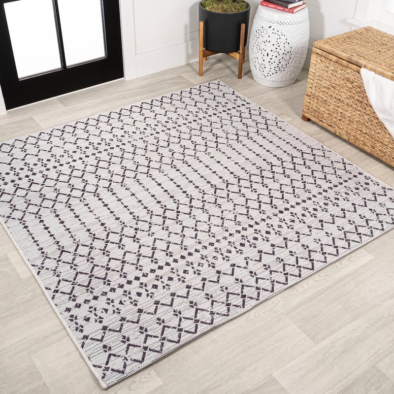 JONATHAN Y Trebol Moroccan Geometric Textured Weave Indoor/Outdoor Area Rug
