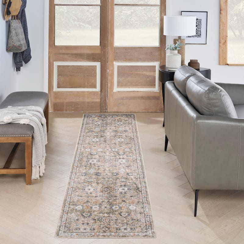 Nourison Astra Machine Washable Indoor only Persian Area Rug - 2' 2" x 8' - Silver/Taupe - Runner
