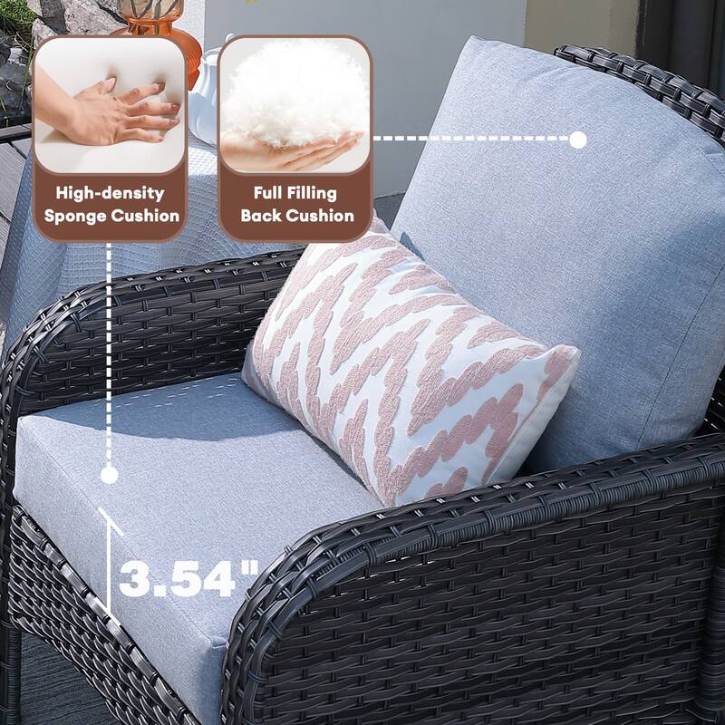 XIZZI 3-Piece Outdoor Wicker Patio Chair Set with Side Table