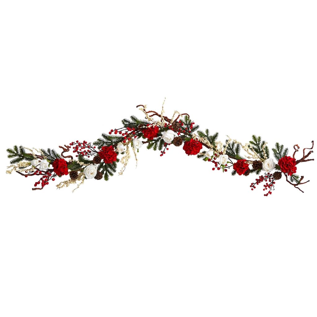 White Rose Garland 72In - Old World Charm Floral Decor for Home Holiday Decor - 72