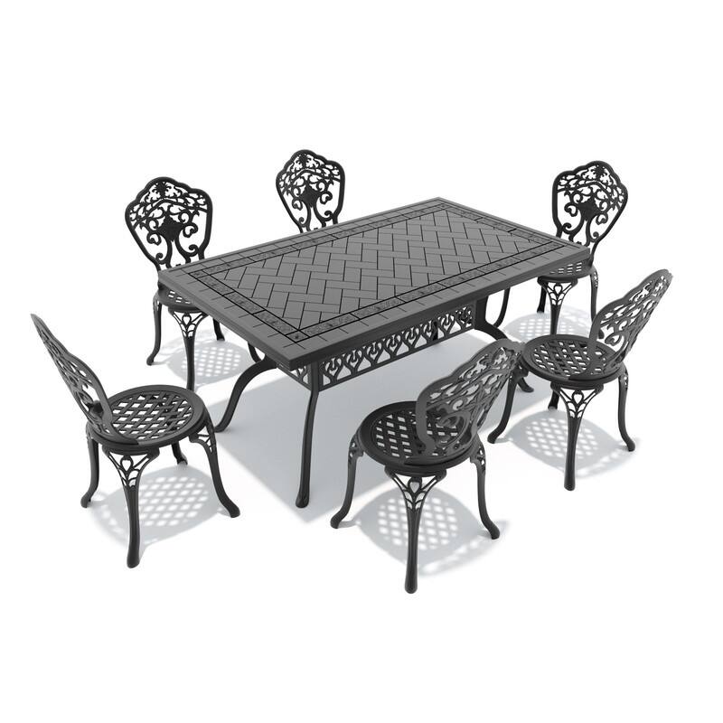 Traditions 7-Piece Patio Outdoor Dining Set with 6 Dining Chairs and Rectangular Dining Table, Rust Free