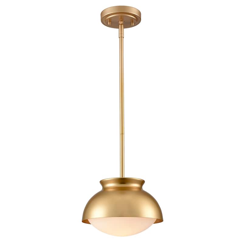 Urus Vintage Pendant Light Fixture with Milk Glass Shade - Brass