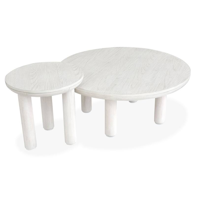 Magnussen Home Sunset Cove Moonlight Pearl Nesting Cocktail Table with Casters - 38''W x 38''D x 16''H
