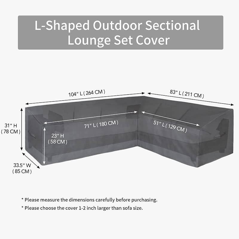 L-Shaped Sectional Sofa Cover Waterproof Outdoor Sectional Cover