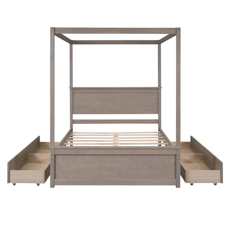 Full Canopy Platform Bed with Storage Drawers