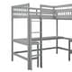 preview thumbnail 11 of 30, Wood Twin Size L-Shaped Loft Bed with Ladder and 2 Built-in Desks, Gray
