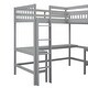 preview thumbnail 10 of 28, Wood Twin Size L-Shaped Loft Bed with Ladder and 2 Built-in L-Shaped Desks, Gray