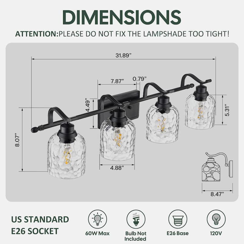 Modern 3/4-Light Bathroom Vanity Light