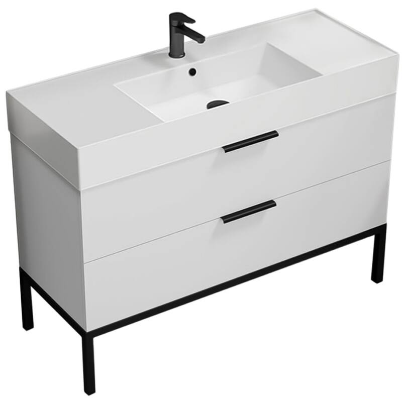 Nameeks Derin-4818 Derin 48" Free Standing Single Basin Vanity Set - Glossy White - Glossy