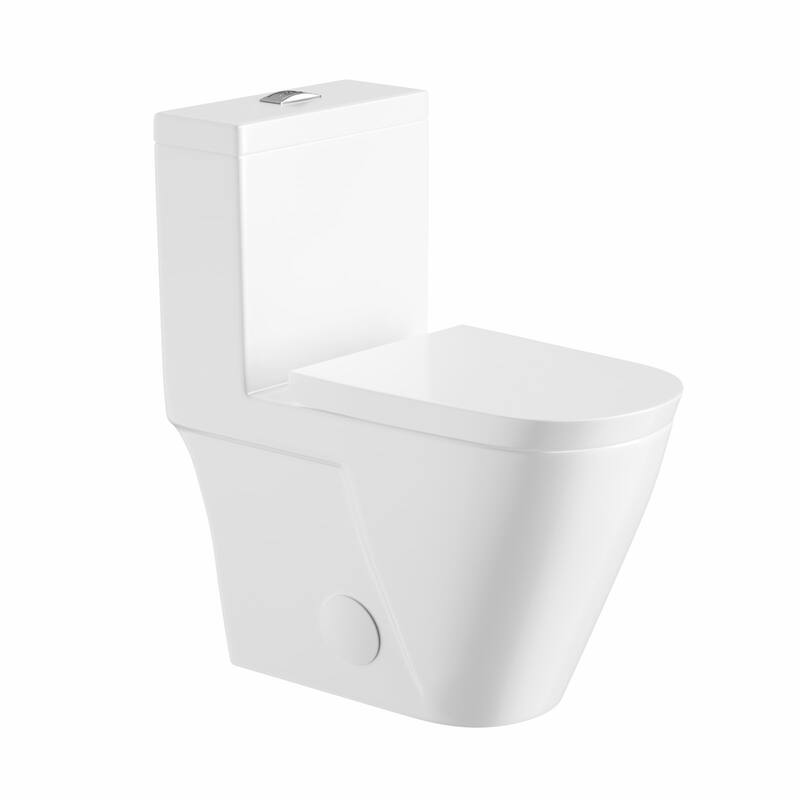 Eridanus Turner Chair Height Elongated One Piece Toilet, Crisp White, Seat Included (12" Rough in) - Compact Elongated
