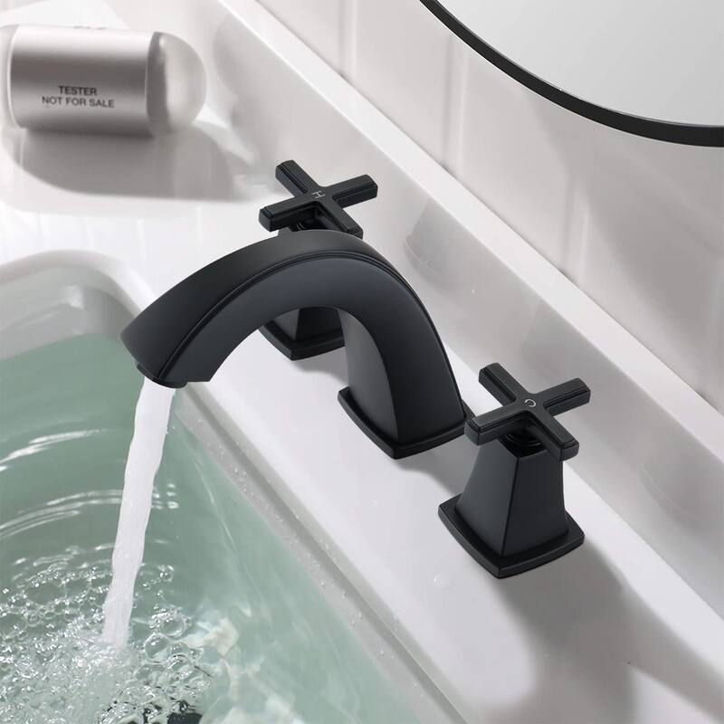 YASINU Cross Handles Widespread 8 Inch Bathroom Faucet With Drain