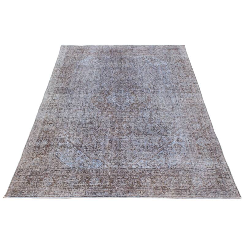 ECARPETGALLERY Hand-knotted Color Transition Denim Blue Wool Rug - 6'2 x 9'5