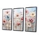 preview thumbnail 2 of 11, Designart "White And Pink Floral Wonderland" Floral Framed Wall Art Set of 3 - Traditional White Wall Art Decor 3 Pieces
