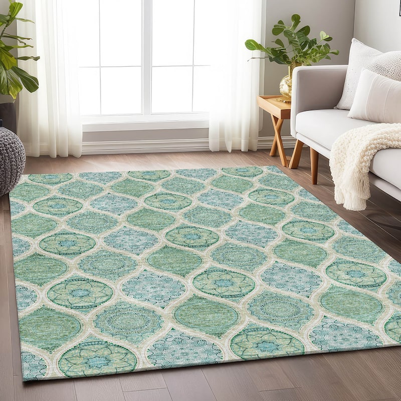 Premium Washable Super Soft Boho Mosaic Mayfield Rug - Sage - 2'6" x 3'10"