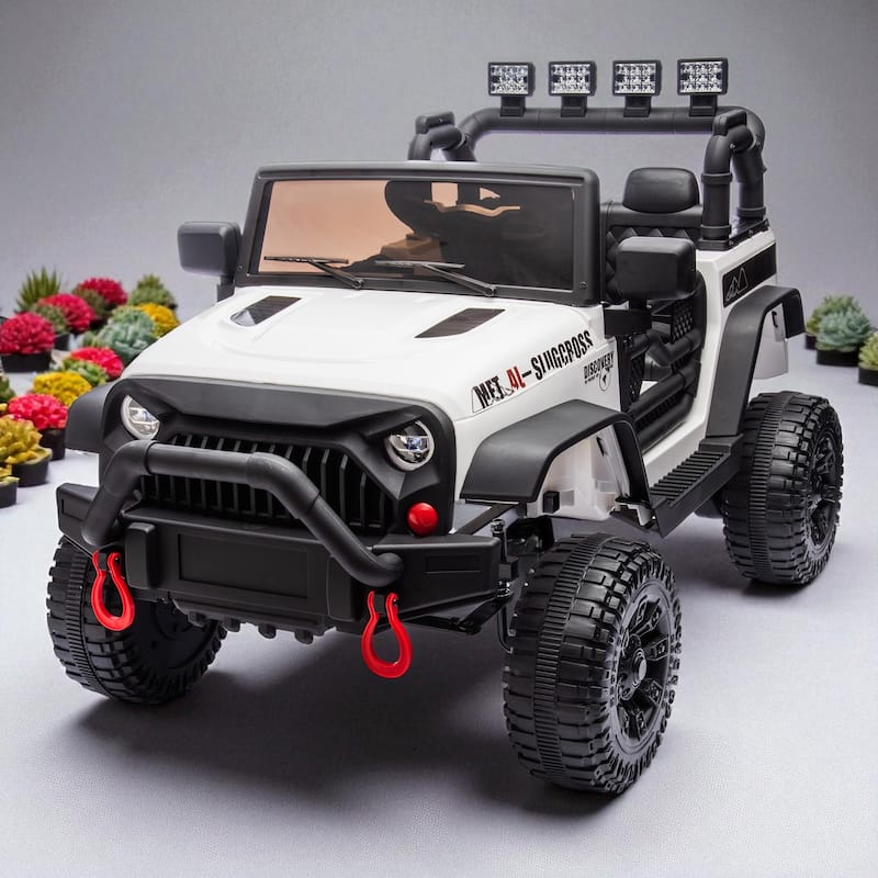 24V Kids Ride-On Car with Remote Control, 400W Motor, Four-Wheel Suspension, Bluetooth, USB, MP3, Music for Kids 3+ - White