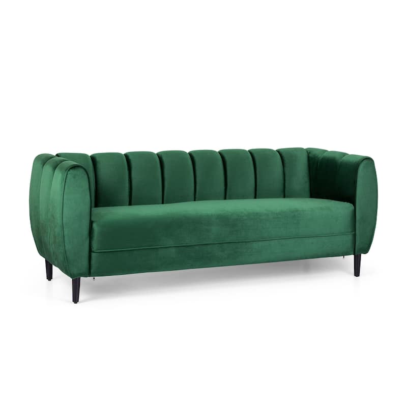 Modern Velvet 3-Seater Sofa with Roud Arms