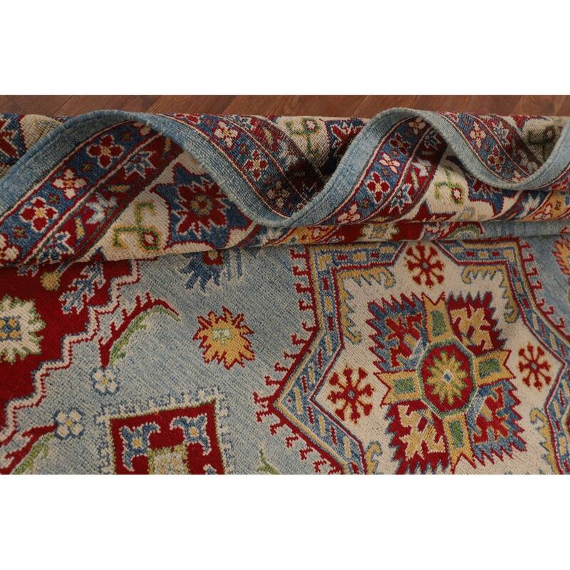 Blue Kazak Oriental Area Rug Hand-Knotted Living Room Wool Carpet - 6'9" x 10'2"