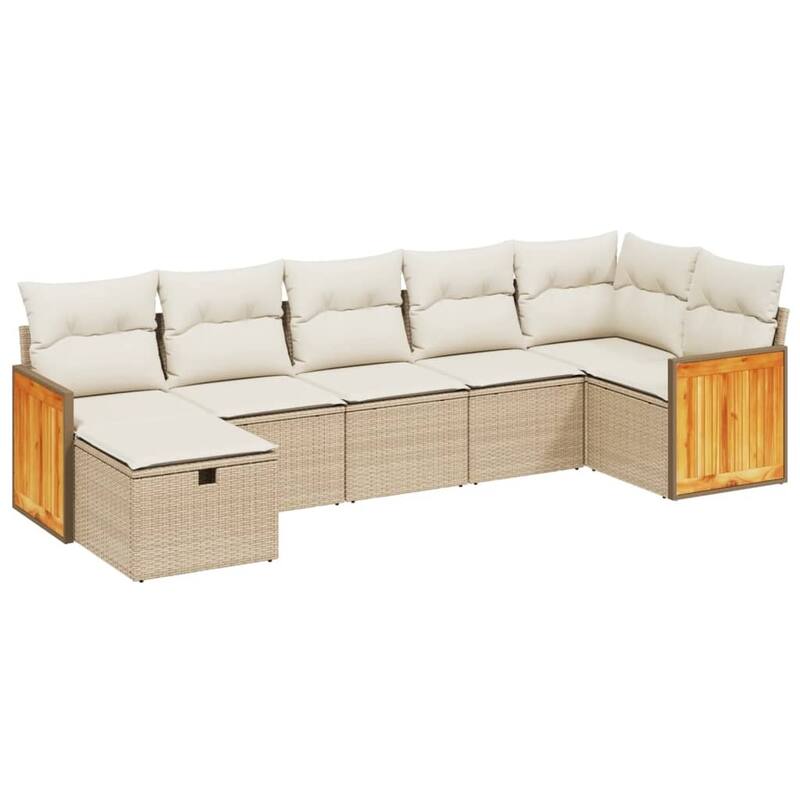 vidaXL Patio Sofa Set with Cushions Outdoor Conversation Furniture Poly Rattan