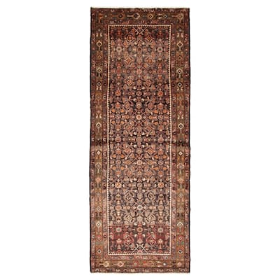ECARPETGALLERY Hand-knotted Andelz Dark Brown Wool Rug - 3' 5" x 9' 7"