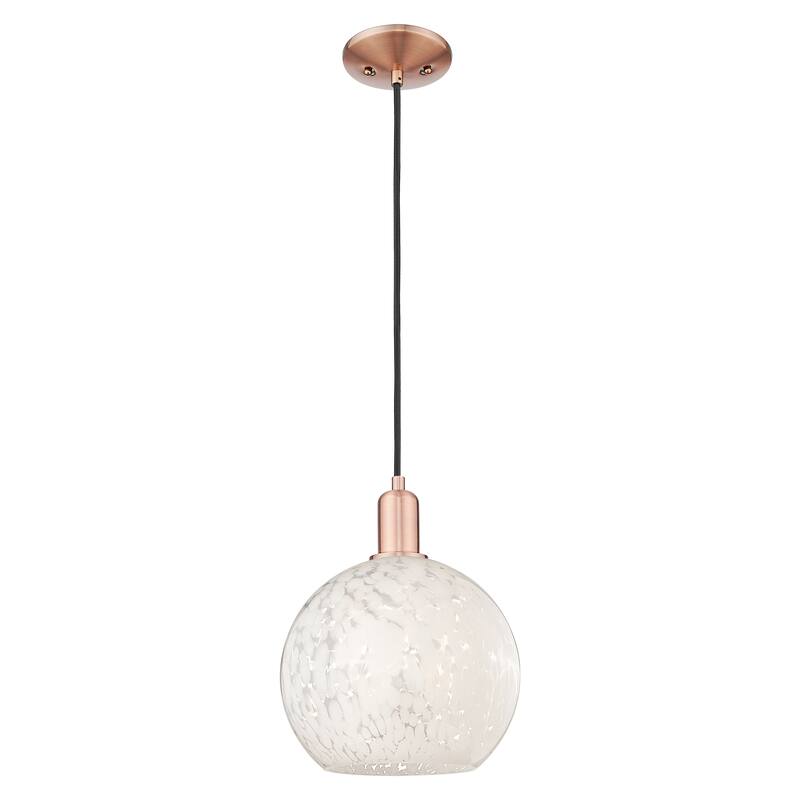 Innovations Lighting Endless Possibilities Arcadia - White Mouchette - 1 Light 10" Cord Hung Mini Pendant - Antique Copper