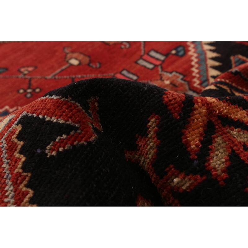 ECARPETGALLERY Hand-knotted Andelz Black, Red Wool Rug - 3'7 x 8'6