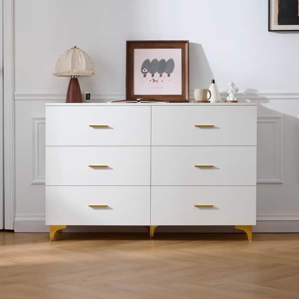 dresser legs gold White 6 Drawer with Handles & Metal - Bed Bath & Beyond per piece